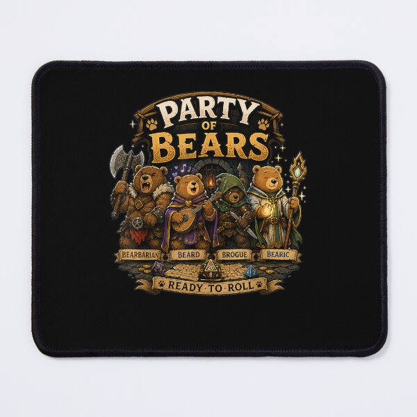 Item preview, Party Of Bears Ready To Roll Funny Fantasy Bear Adventurers designed and sold by DarylPope.