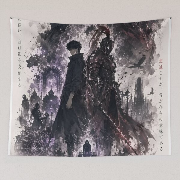 Item preview, Shadow Monarch & Dark Knight | Anime Inspired Dark Fantasy Warrior Art Print designed and sold by Dyan4.