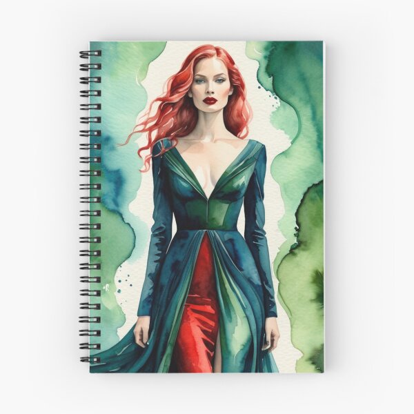 Item preview, Beautiful redhead girl in a watercolor green outfit designed and sold by RAISC.