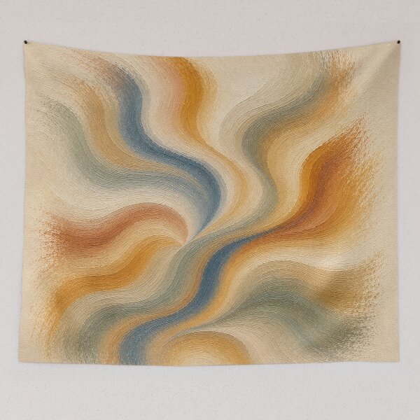 Item preview, Ochre and Blue Undulations designed and sold by Ingorgia Studio.