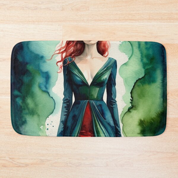 Item preview, Beautiful redhead girl in a watercolor green outfit designed and sold by RAISC.