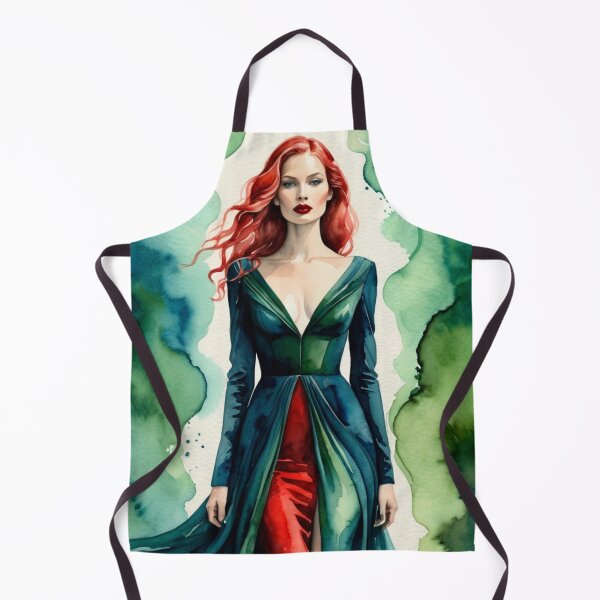 Item preview, Beautiful redhead girl in a watercolor green outfit designed and sold by RAISC.