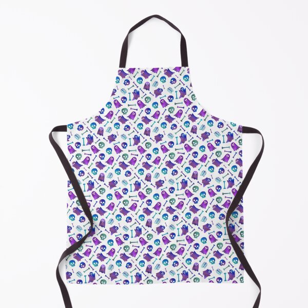 Item preview, Cute Blue Purple Watercolor Ghosts Skulls Bones Halloween Pattern designed and sold by Zazizu.