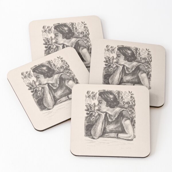 Item preview, Pensive Woman Resting Among Flowers designed and sold by artofuniverse.