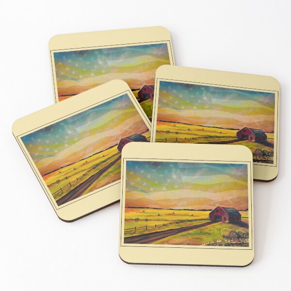 Item preview, Patriotic American Flag Red Barn Country Landscape designed and sold by ArtistsAtticWI.