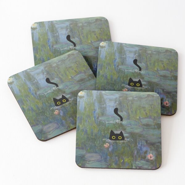 Item preview, Monet Cat in Water Lilies Pond designed and sold by PurrfectHome.