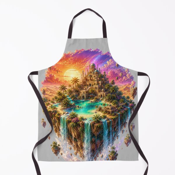 Item preview, Floating Oasis Fantasy Kingdom – Sky Island Castle with Waterfalls – Magical Dreamscape Landscape Art designed and sold by NAJURE.
