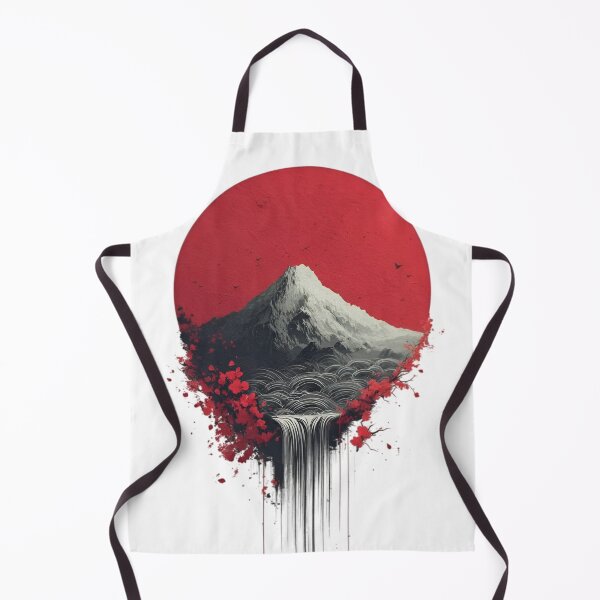 Item preview, Crimson Sun Mountain | Minimalist Japanese Landscape Ink Art Print designed and sold by Dyan4.