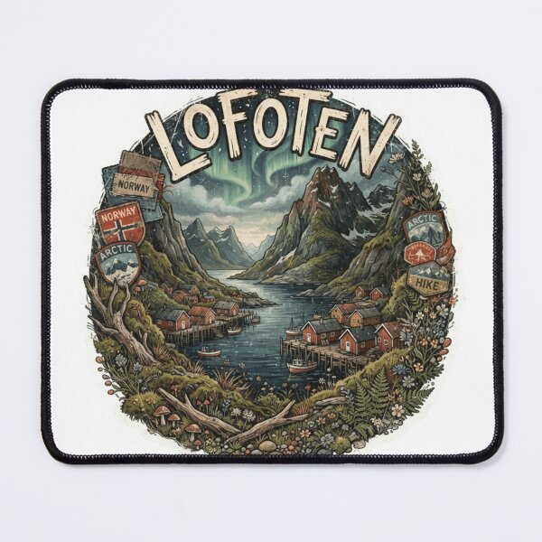 Item preview, Lofoten Norway Fjord Mountain Travel Sticker designed and sold by Imaginarium of Chaos falcon88 .