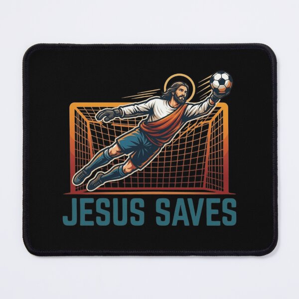 Item preview, Jesus Saves Soccer Goalie Funny Christian Football Goalkeeper Graphic designed and sold by haitrieuic96.