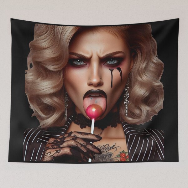 Item preview, Gothic Glamour Girl Licking Lollipop designed and sold by Voodoo Store Paranormal Collections.