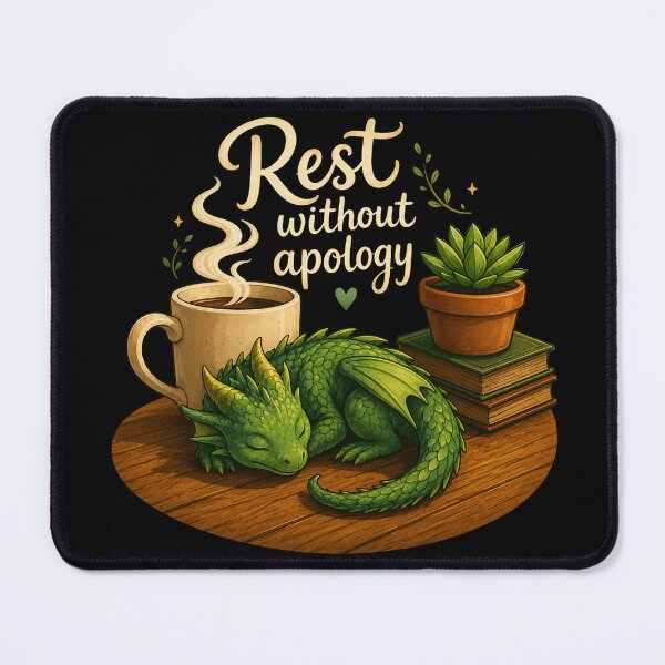 Item preview, Rest Without Apology Sleeping Baby Dragon | Cozy Fantasy designed and sold by Hatchling Hollow.