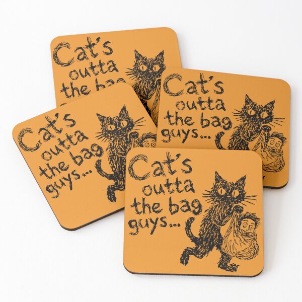 Item preview, Cat's Outta the Bag Guys - Funny Creepy Black Cat Sketch designed and sold by TheChalkyFox.