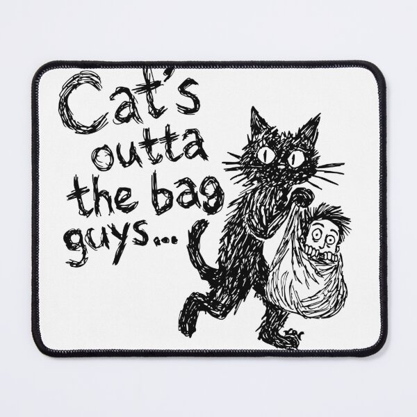 Item preview, Cat's Outta the Bag Guys - Funny Creepy Black Cat Sketch designed and sold by TheChalkyFox.