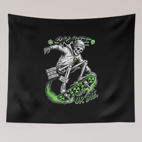 Item preview, Skate Or Die Toxic Skeleton Skateboard designed and sold by ViviArtix.