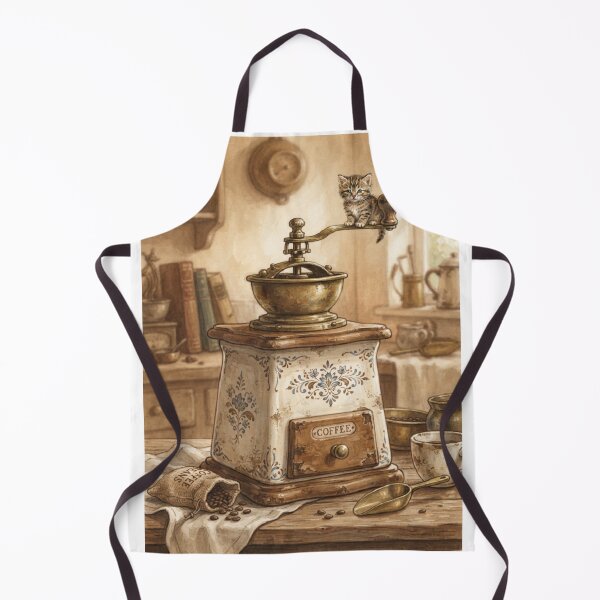 Item preview, Tiny Kitten on a Giant Vintage Coffee Grinder Miniature Illustration designed and sold by DuckOddity.