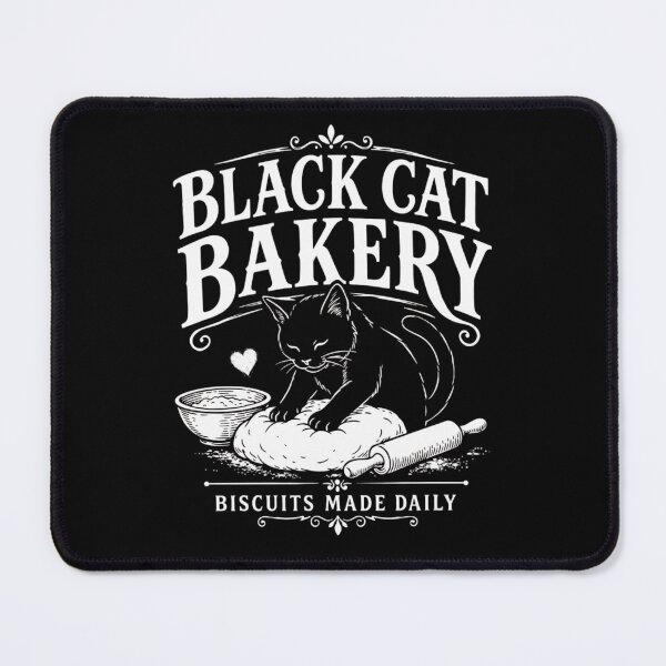 Item preview, Black Cat Bakery Biscuits Made Daily Funny Cat Kneading Vintage Logo designed and sold by haitrieuic96.