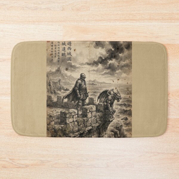 Item preview, Knight and the Stone Sentinel Sumi-e Ink Wash designed and sold by DuckOddity.
