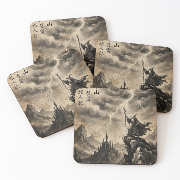 Item preview, Wizard Summoning the Western Storm Sumi-e Ink Wash designed and sold by DuckOddity.