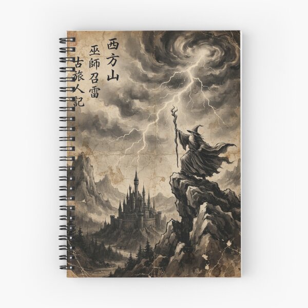Item preview, Wizard Summoning the Western Storm Sumi-e Ink Wash designed and sold by DuckOddity.