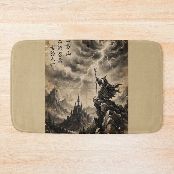 Item preview, Wizard Summoning the Western Storm Sumi-e Ink Wash designed and sold by DuckOddity.