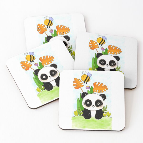 Item preview, Cute Panda and Bee Illustration | Whimsical Animal Friendship Art Print designed and sold by Pro AguiZoul Art.