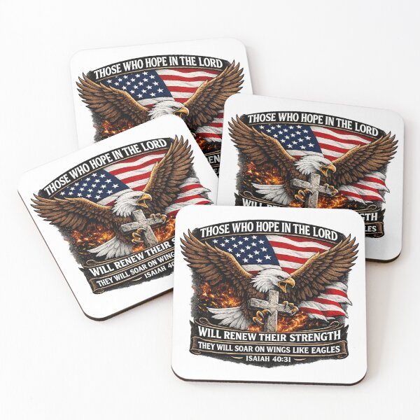 Item preview, Hope in the Lord and let us be One nation under God patriotic American flag and Bald Eagle - Renew us Lord - Isaiah 40:31 God Bless America designed and sold by FTLOG.
