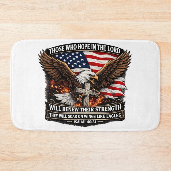 Item preview, Hope in the Lord and let us be One nation under God patriotic American flag and Bald Eagle - Renew us Lord - Isaiah 40:31 God Bless America designed and sold by FTLOG.