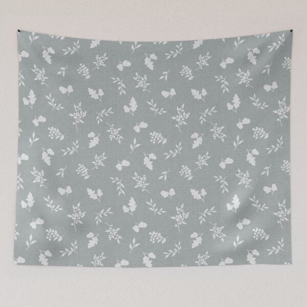 Item preview,  Woodland Acorn Berry Toss silhouettes Autumn Watercolor  Pattern on blue grey designed and sold by Designs by christel_treiber.
