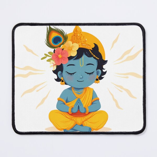 Item preview, Cute Meditating Baby Krishna Cartoon - Peaceful Little Kanha Art designed and sold by Asapusri.