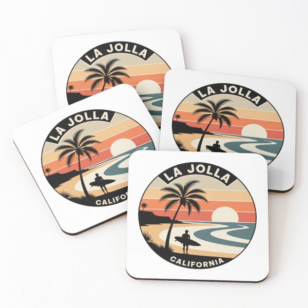 Item preview, La Jolla California: Sunset Surfer Palm Tree Badge designed and sold by CircinusStore.