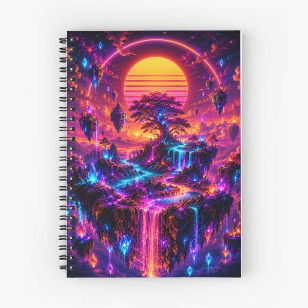 Item preview, Neon Floating Island – Synthwave Fantasy Tree with Crystal Waterfalls – Vaporwave Dreamscape Art designed and sold by NAJURE.