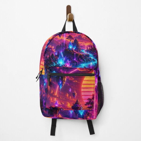 Item preview, Neon Floating Island – Synthwave Fantasy Tree with Crystal Waterfalls – Vaporwave Dreamscape Art designed and sold by NAJURE.
