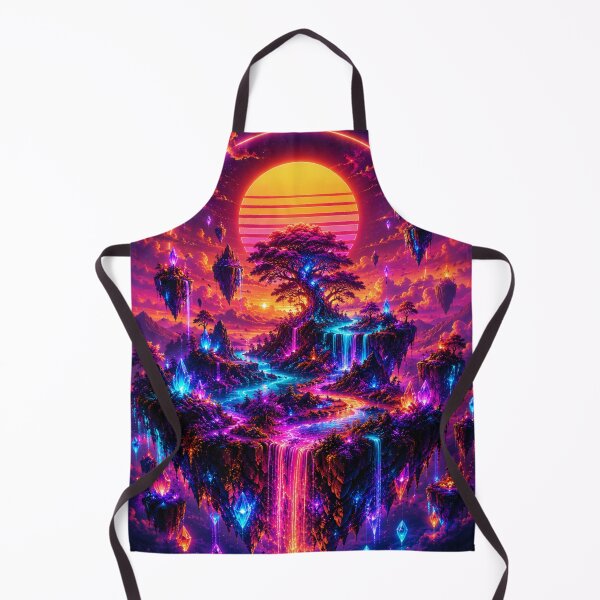Item preview, Neon Floating Island – Synthwave Fantasy Tree with Crystal Waterfalls – Vaporwave Dreamscape Art designed and sold by NAJURE.