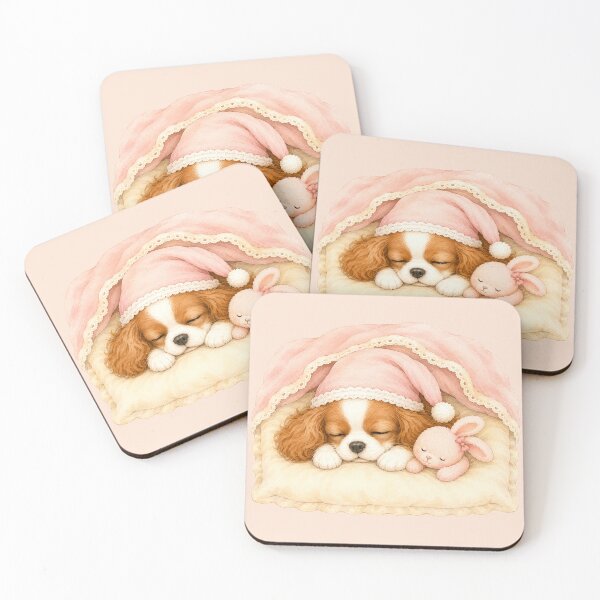 Item preview, Sleepy Cavalier Vol.4 | Peaceful Puppy Nap with Pink Bunny designed and sold by SakuraWaStyle.
