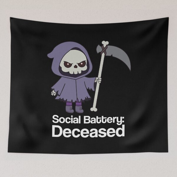 Item preview, Social Battery: Deceased Angry Grim Reaper Funny Introvert Gothic designed and sold by Hallowed Artistry.