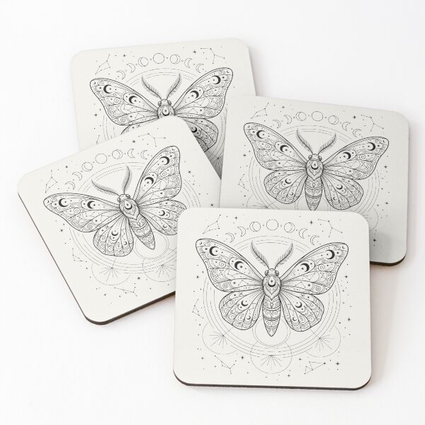 Item preview, Mystical Celestial Moth Fine Line Art designed and sold by Cozy Aesthetic design .