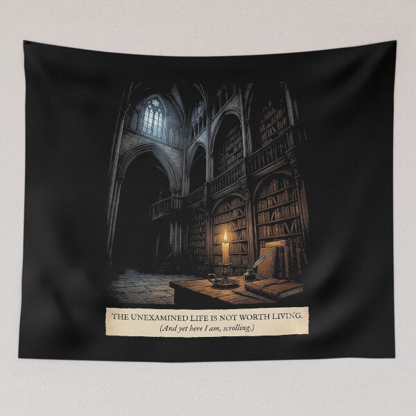 Item preview, The Unexamined Life Is Not Worth Living And Yet Here I Am Scrolling – Philosophy Humor Gift designed and sold by Velustro Shop.