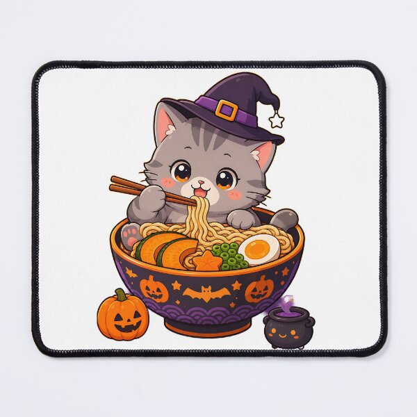 Item preview, Halloween Ramen Cat Kawaii Witch Kitten Eating Noodles Cute Spooky Anime Design designed and sold by 299Art.