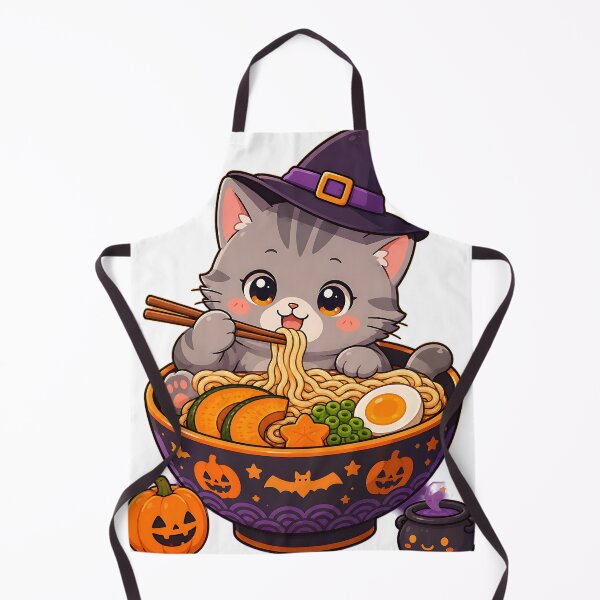 Item preview, Halloween Ramen Cat Kawaii Witch Kitten Eating Noodles Cute Spooky Anime Design designed and sold by 299Art.