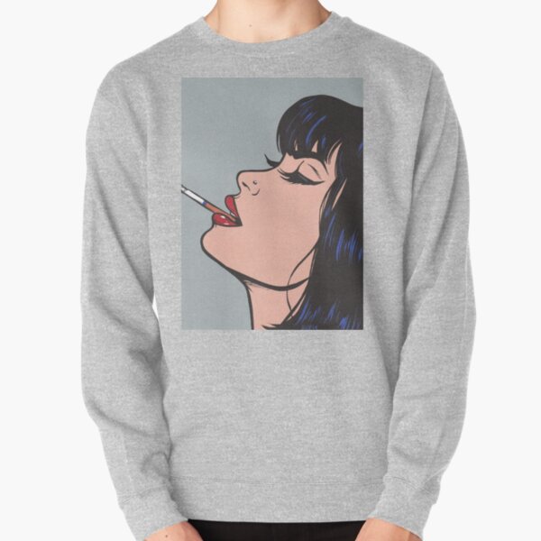 Smoking Girl Pullover Sweatshirt