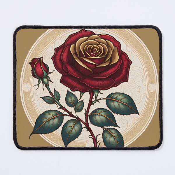 Item preview, Decorative Crimson Rose with Ornamental Circular Design. designed and sold by MissYouONLY.
