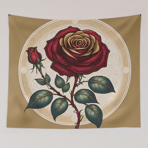 Item preview, Decorative Crimson Rose with Ornamental Circular Design. designed and sold by MissYouONLY.