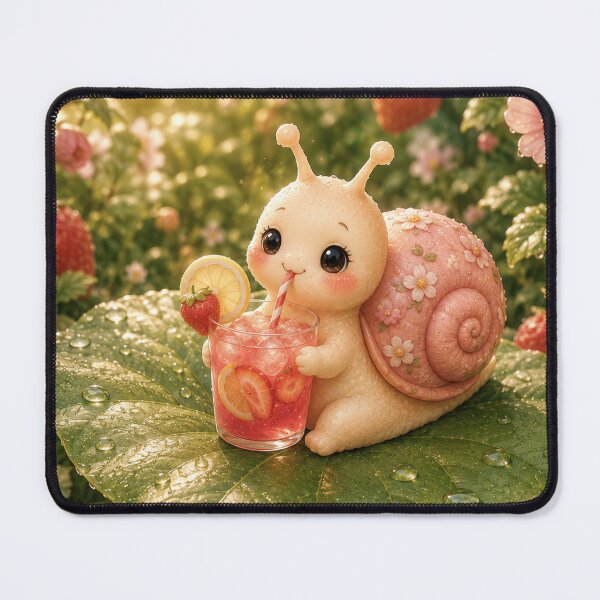 Item preview, cute snail drinking strawberry lemonade designed and sold by Design by Sara.