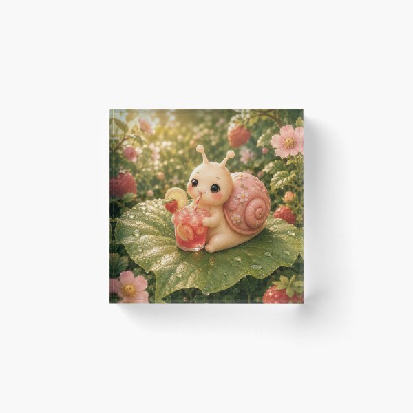 Item preview, cute snail drinking strawberry lemonade designed and sold by Design by Sara.