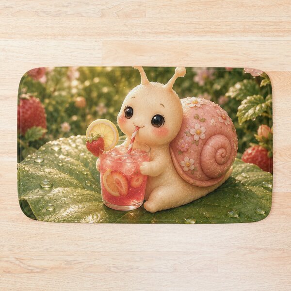 Item preview, cute snail drinking strawberry lemonade designed and sold by Design by Sara.