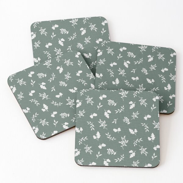 Item preview, Woodland Acorn Berry Toss silhouettes Autumn Watercolor  Pattern frosty sage designed and sold by Designs by christel_treiber.