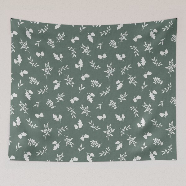 Item preview, Woodland Acorn Berry Toss silhouettes Autumn Watercolor  Pattern frosty sage designed and sold by Designs by christel_treiber.