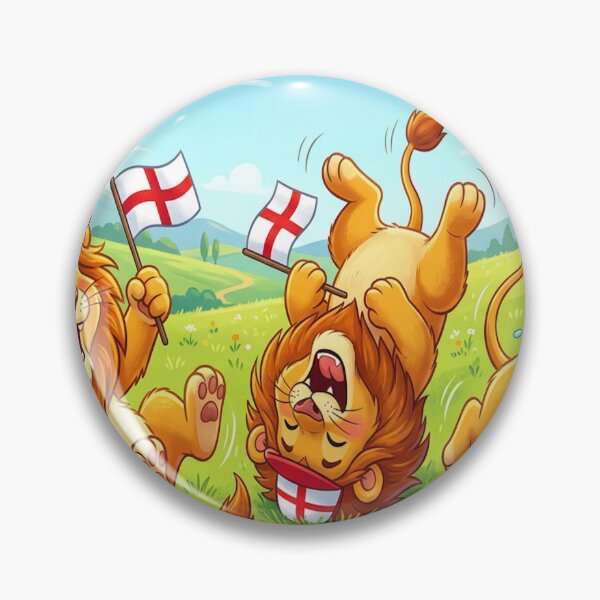 Item preview, 3 Lions waving England football flags and having fun designed and sold by Barbara Burgess.