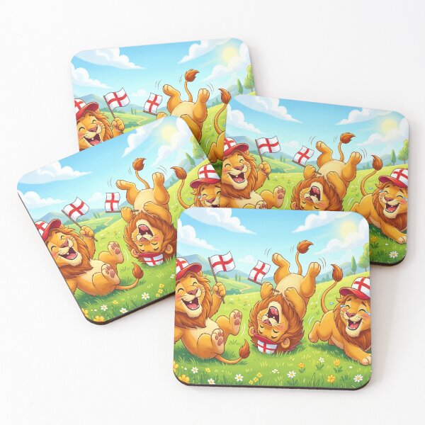 Item preview, 3 Lions waving England football flags and having fun designed and sold by Barbara Burgess.